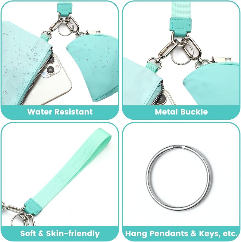 EKOLE Store Mini Zip Around Wristlet Keychain Wallet for Women Detachable Dual Pouch Wristlet Portable Phone Coin Purse Coin Pocket (Light Blue+Dark Blue) - Image 5